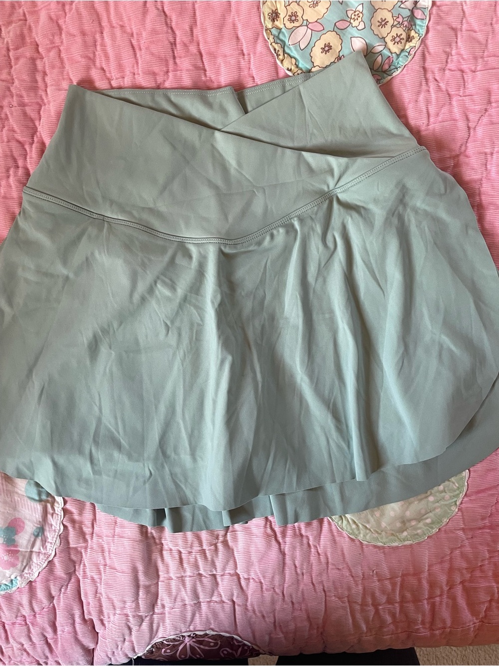 HALARA Sage Green Circle Skirt with Crossover Waistband and shorts NWOT